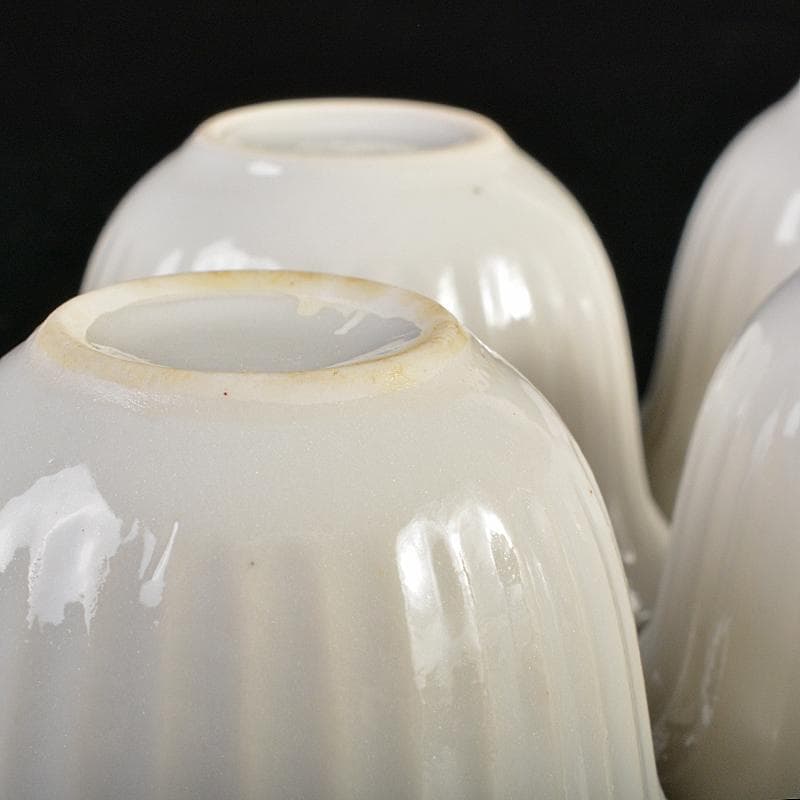 煎茶道具　徳化窯　白磁　線文　煎茶碗　五客　時代箱付　M　R8513