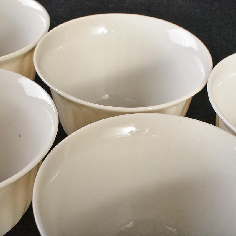 煎茶道具　徳化窯　白磁　線文　煎茶碗　五客　時代箱付　M　R8513