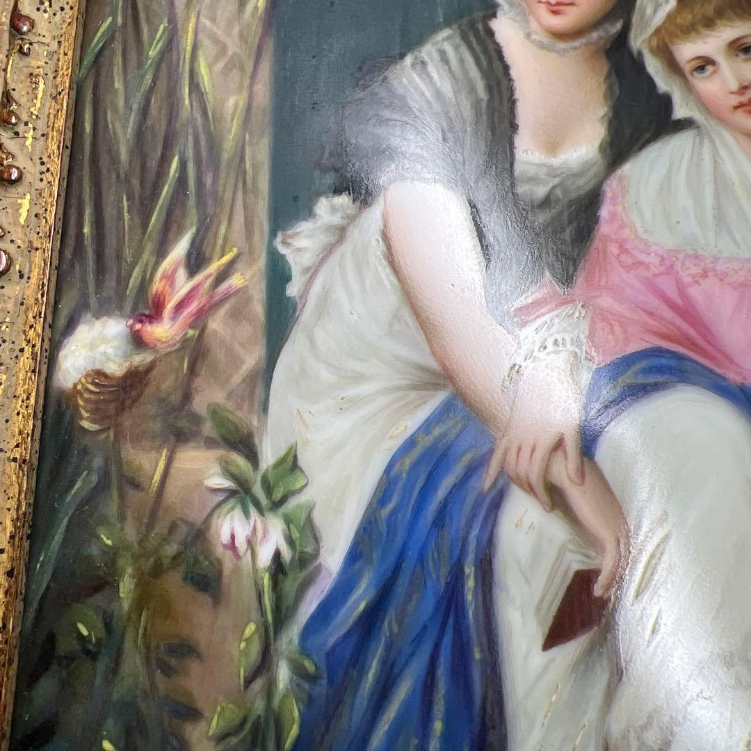 アンティーク　美人図陶板画　ケース付　縦44㎝、横36㎝　東Y8-0313☆2F