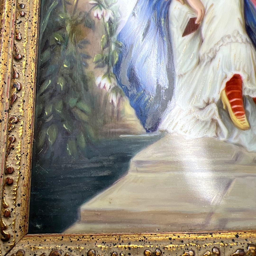 アンティーク　美人図陶板画　ケース付　縦44㎝、横36㎝　東Y8-0313☆2F