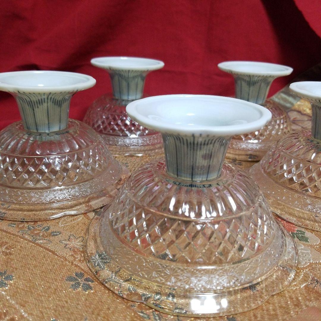 【未使用】◆ 龍峰窯 ◆　三洋陶器 　　桔梗トクサ　ガラスデザート鉢 高台鉢