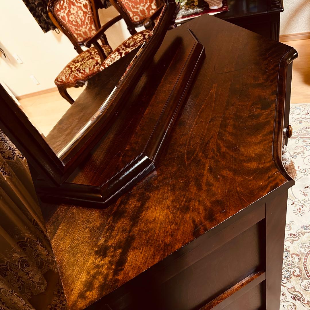 9月14日迄の出品　北海道民芸家具 ドレッサー 鏡台 アンティーク チェスト