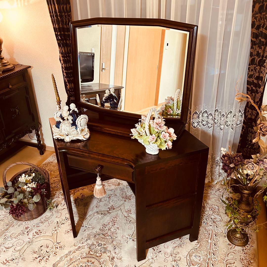 9月14日迄の出品　北海道民芸家具 ドレッサー 鏡台 アンティーク チェスト