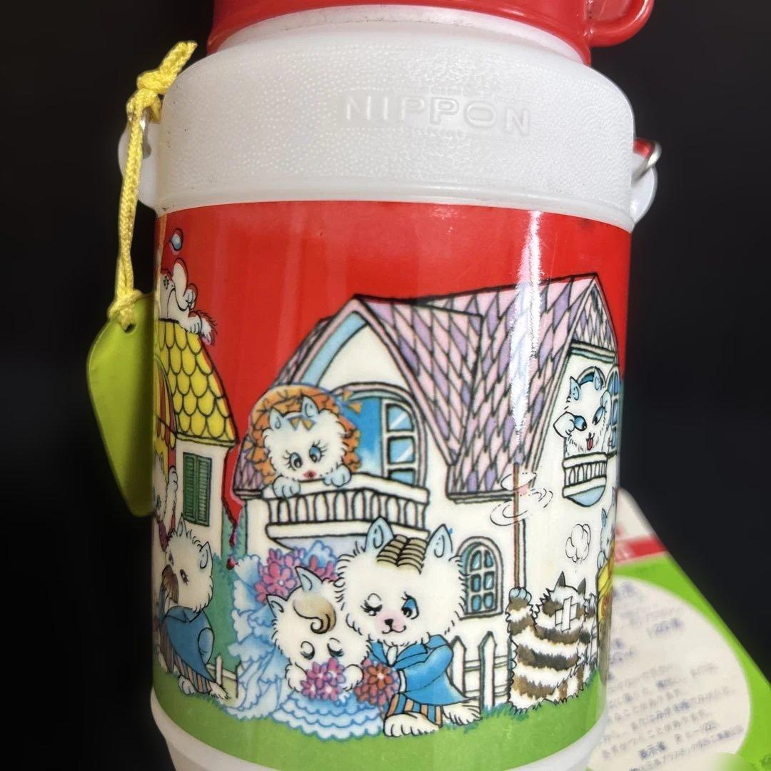 猫イラスト 細川知栄子 レトロ 未使用ニッポン水筒 漫画水筒　円筒