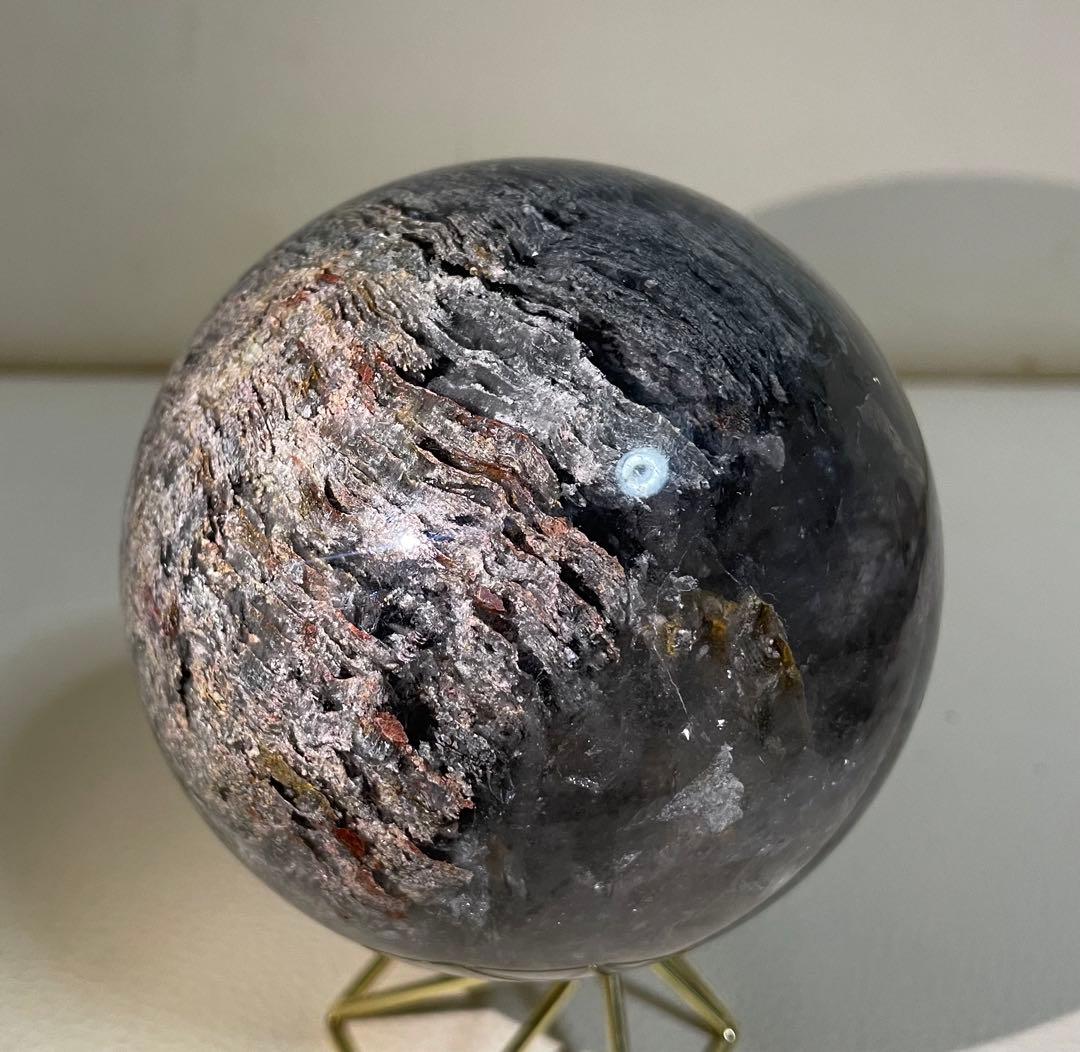 ガーデンクォーツ マリアナ海溝模様 スフィア 庭園水晶 浄化 約1キロ 虹入