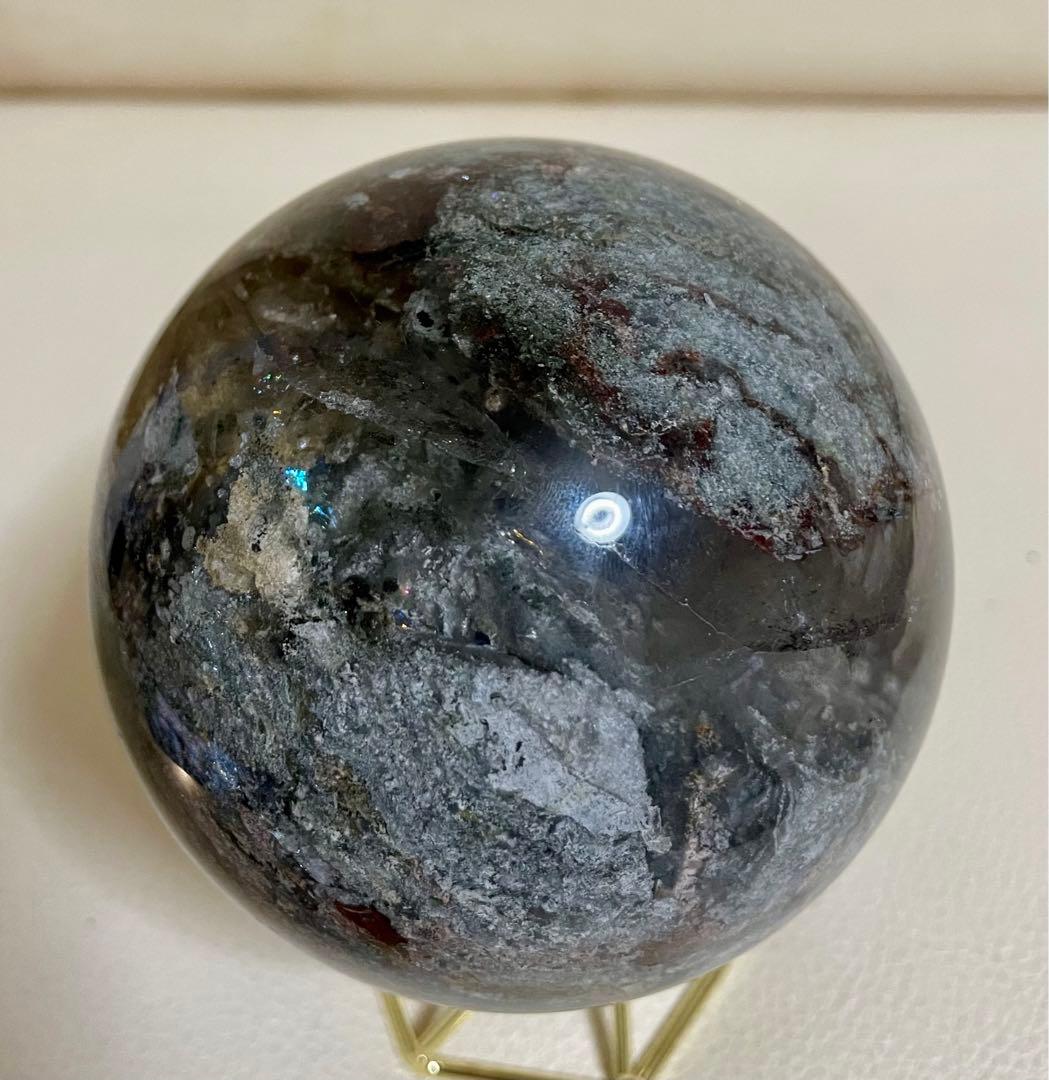 ガーデンクォーツ マリアナ海溝模様 スフィア 庭園水晶 浄化 約1キロ 虹入