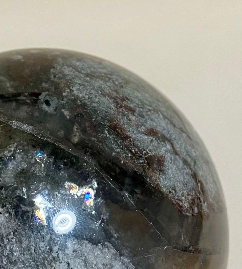 ガーデンクォーツ マリアナ海溝模様 スフィア 庭園水晶 浄化 約1キロ 虹入