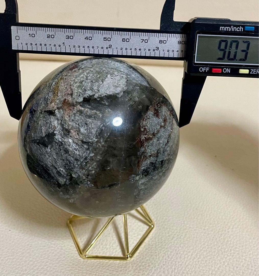 ガーデンクォーツ マリアナ海溝模様 スフィア 庭園水晶 浄化 約1キロ 虹入