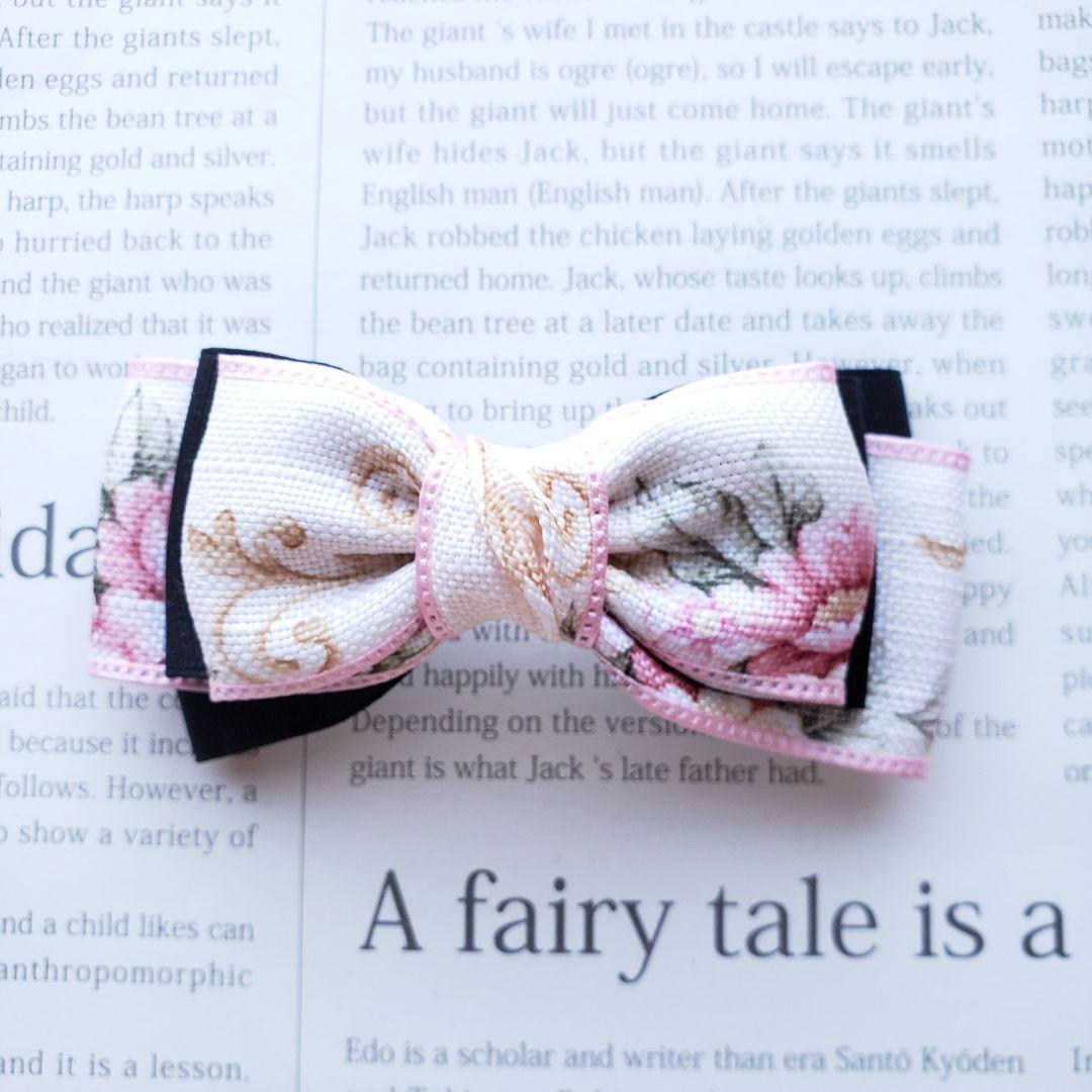 リボン　ヘアゴム♡花柄ピンク♡ハンドメイド