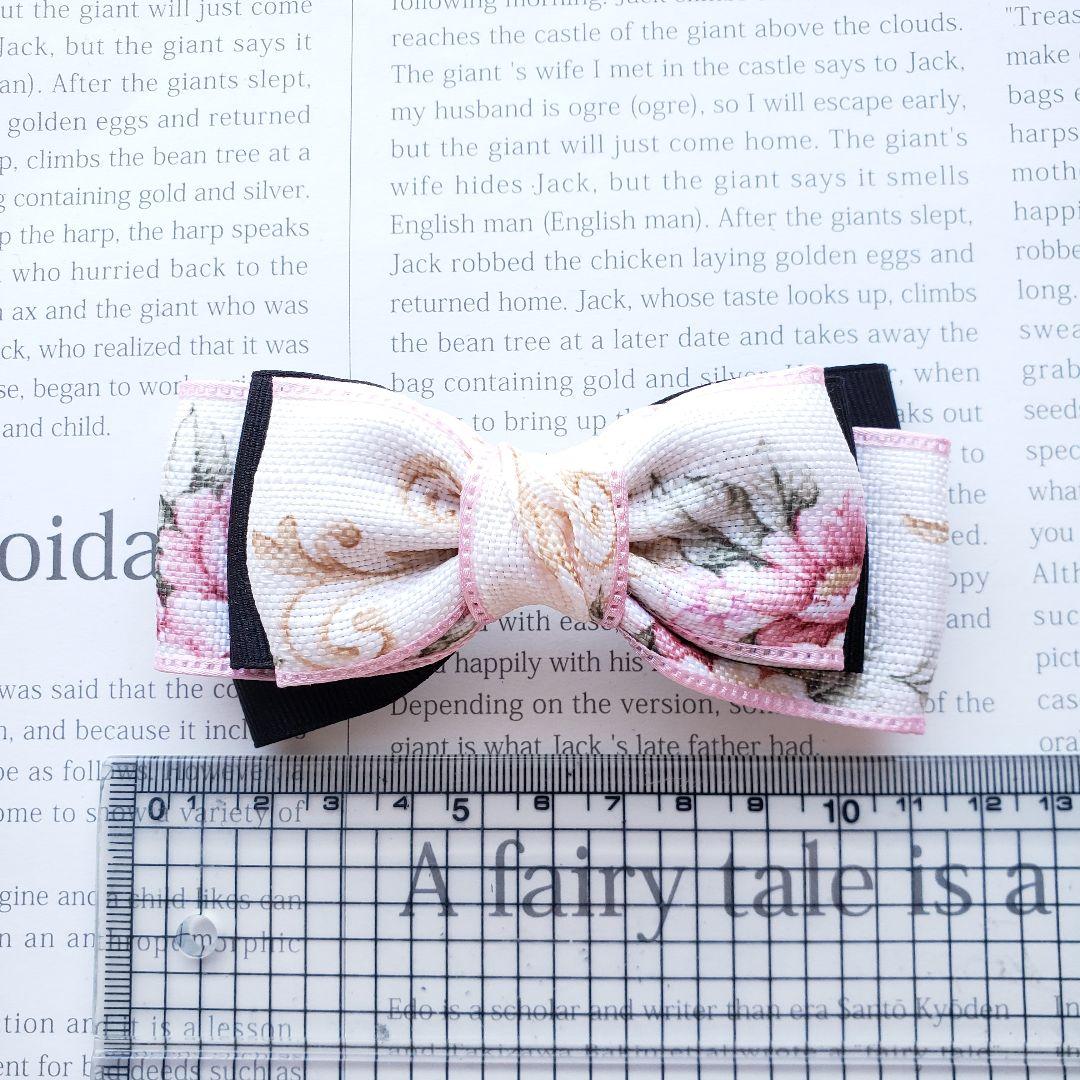 リボン　ヘアゴム♡花柄ピンク♡ハンドメイド