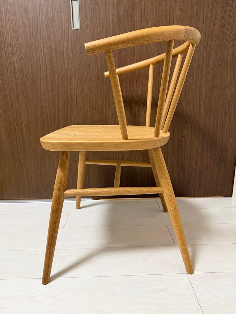 ②[美品][廃盤品] 無印良品　オーク材アームチェア　 丸脚