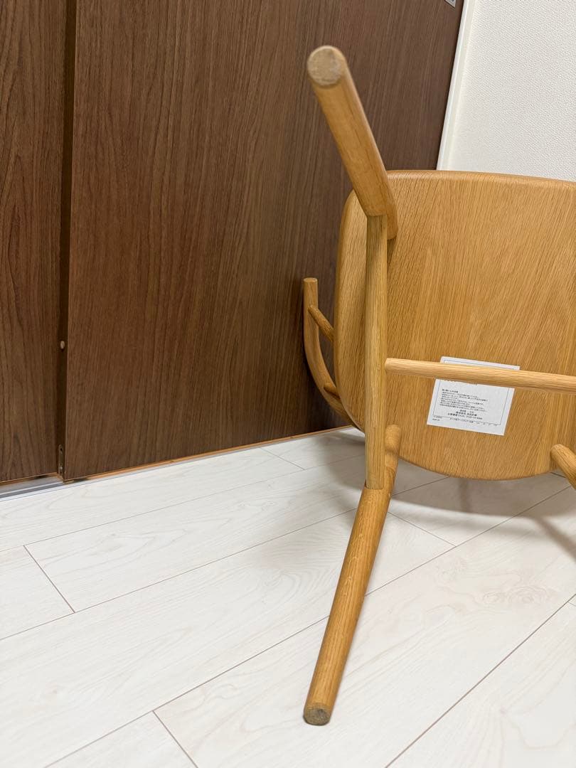 ②[美品][廃盤品] 無印良品　オーク材アームチェア　 丸脚