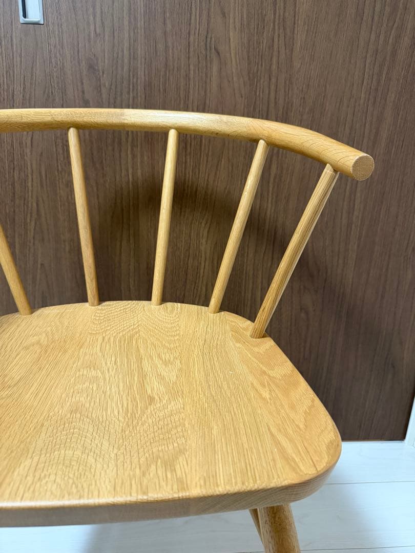 ②[美品][廃盤品] 無印良品　オーク材アームチェア　 丸脚