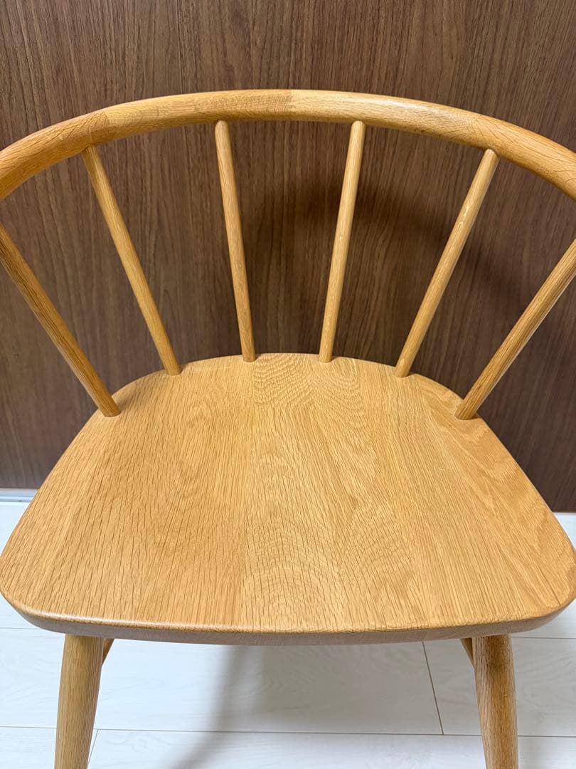②[美品][廃盤品] 無印良品　オーク材アームチェア　 丸脚