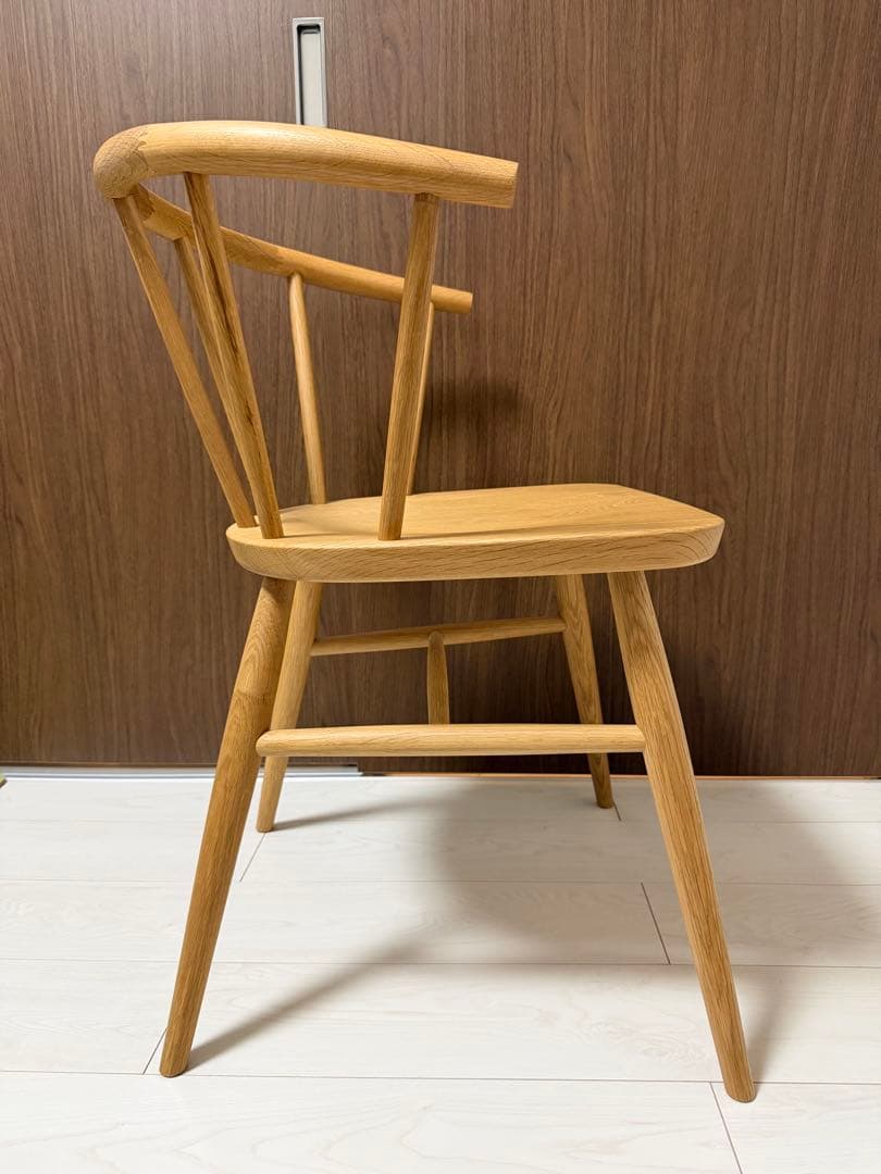 ②[美品][廃盤品] 無印良品　オーク材アームチェア　 丸脚