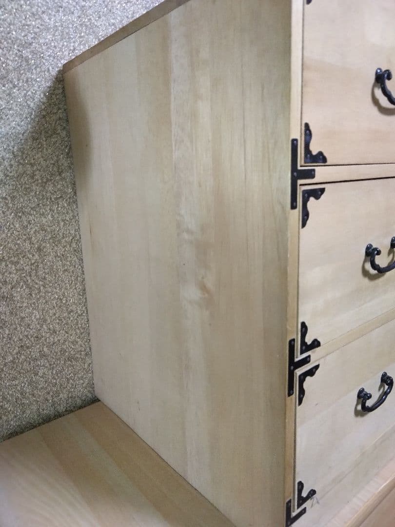 桐タンス 稲穂プレート 和タンス 古家具 三段チェスト 引き出し