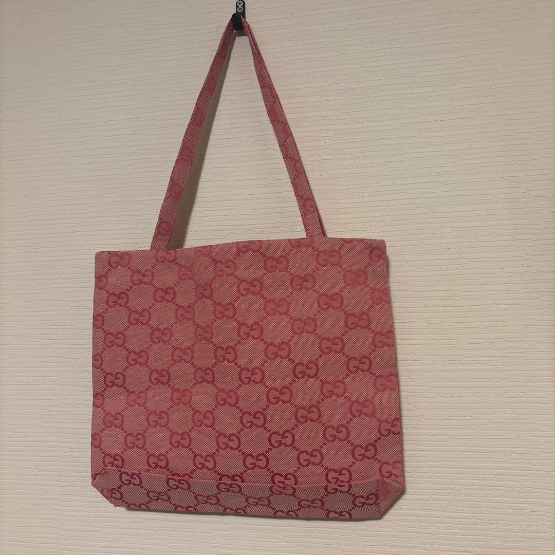 割引あり GUCCI グッチ 海外限定 ノベルティロゴ トートバッグ ピンク色