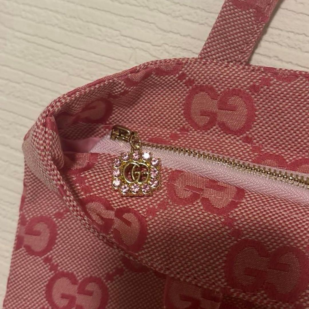 割引あり GUCCI グッチ 海外限定 ノベルティロゴ トートバッグ ピンク色