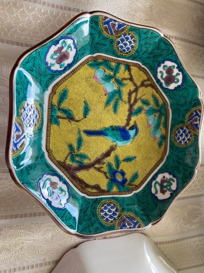 九谷焼八角形の鳥の絵皿5枚セット