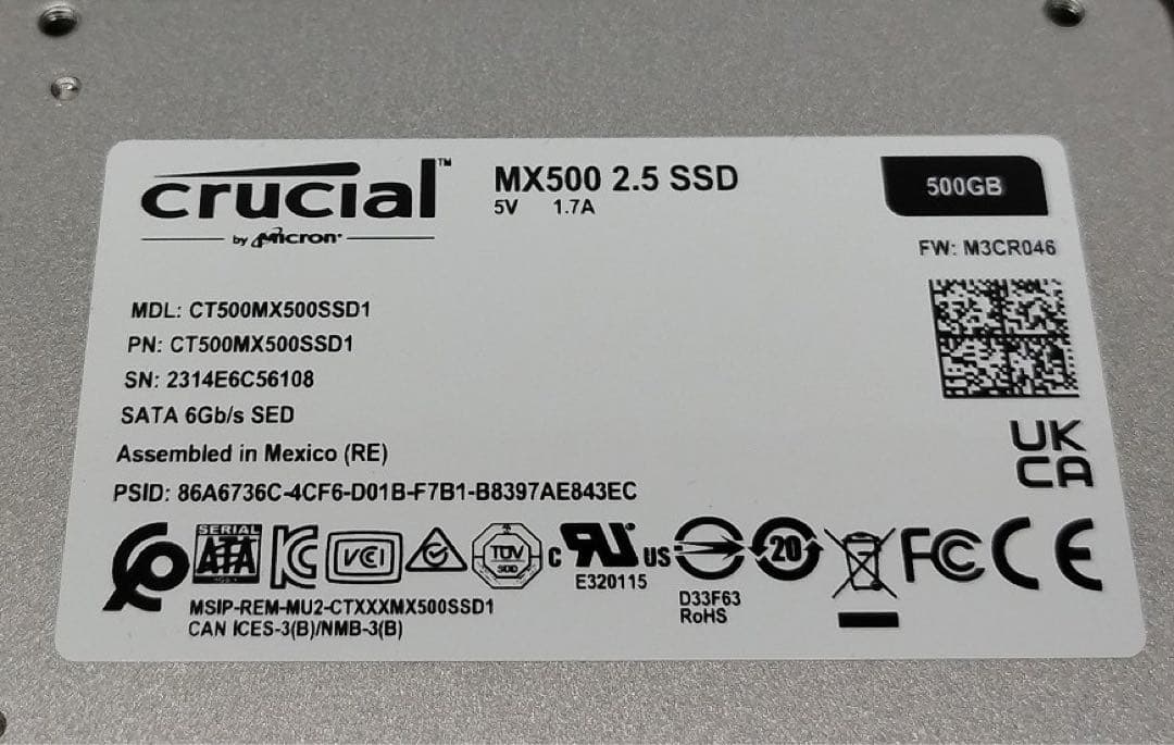 500GB 4枚セット Crucial MX500 SSD 2.5インチ