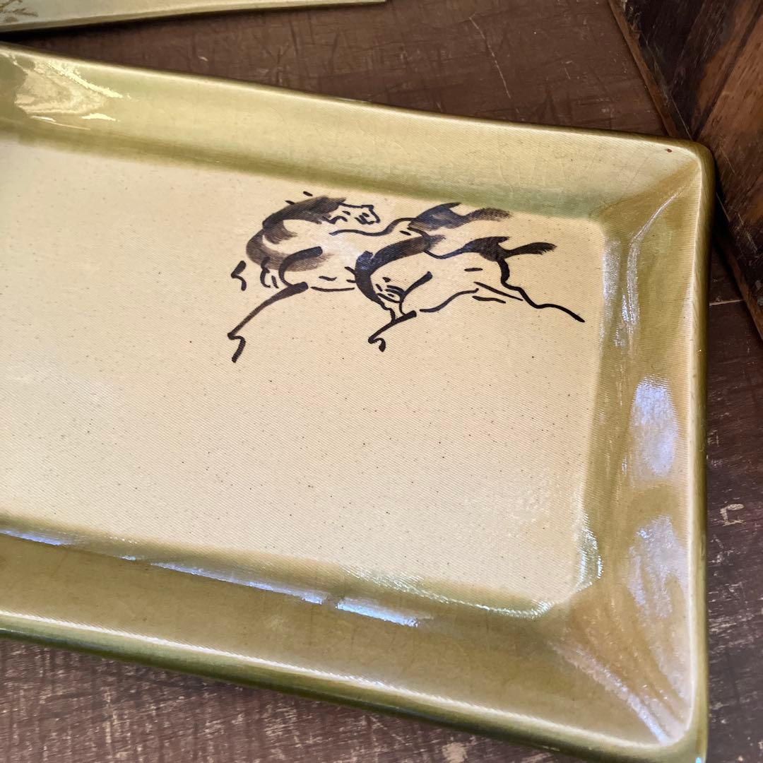 相馬焼　相馬半勝　馬　プレート　寿司　天ぷら　大皿　2枚セット