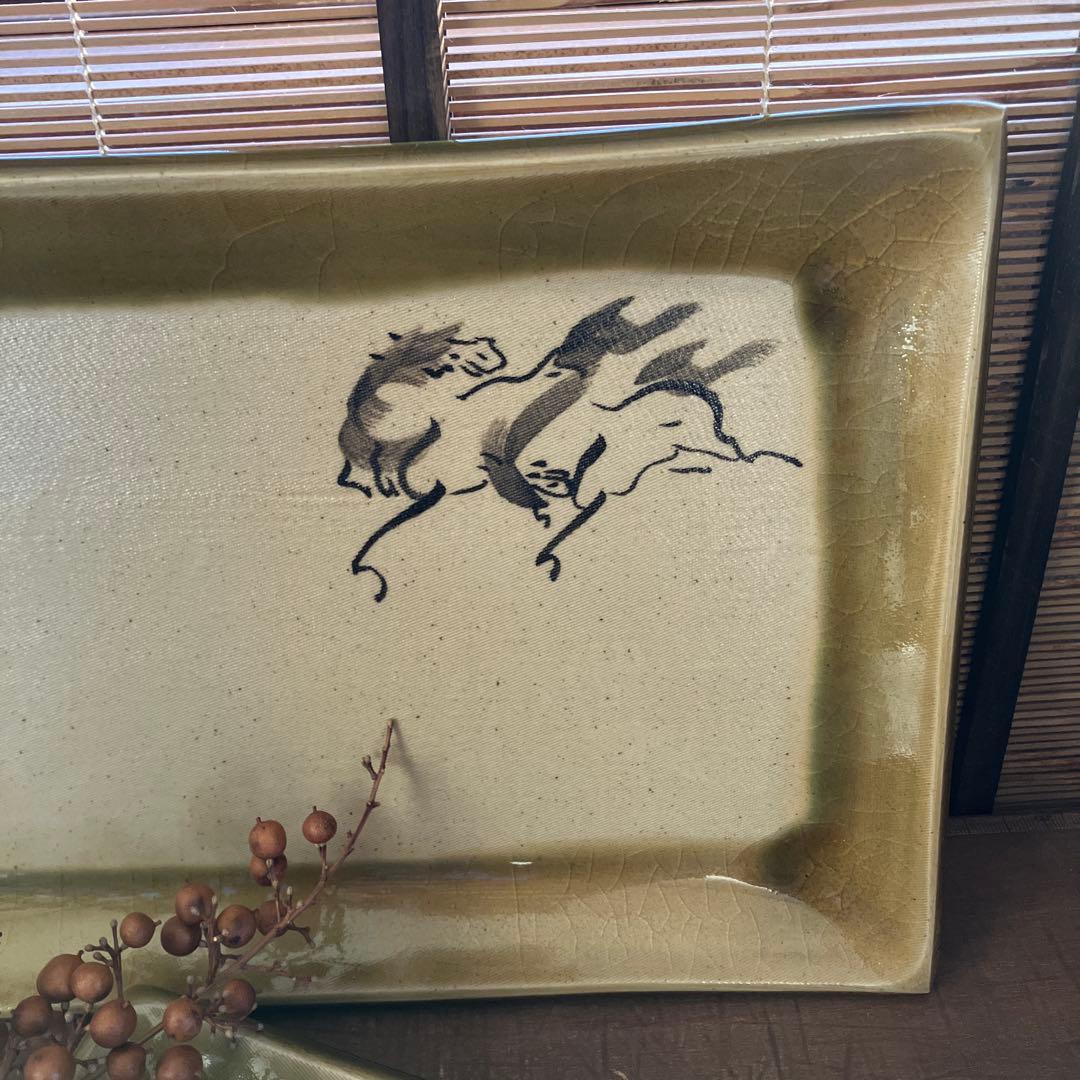 相馬焼　相馬半勝　馬　プレート　寿司　天ぷら　大皿　2枚セット