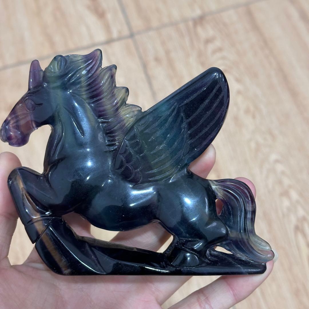 天然石フローライトのユニコーン　置物　ご購入前に在庫確認必要G.902