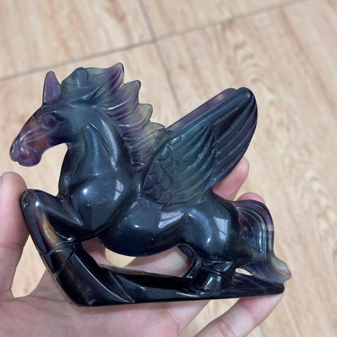 天然石フローライトのユニコーン　置物　ご購入前に在庫確認必要G.902