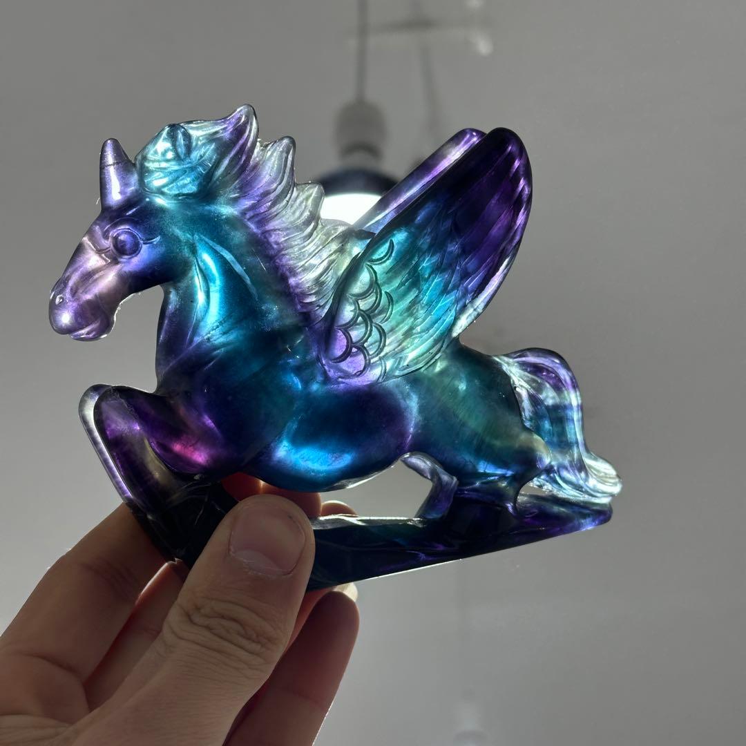 天然石フローライトのユニコーン　置物　ご購入前に在庫確認必要G.902