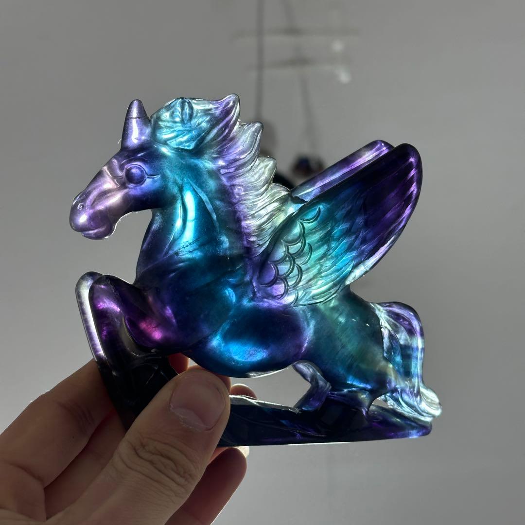 天然石フローライトのユニコーン　置物　ご購入前に在庫確認必要G.902