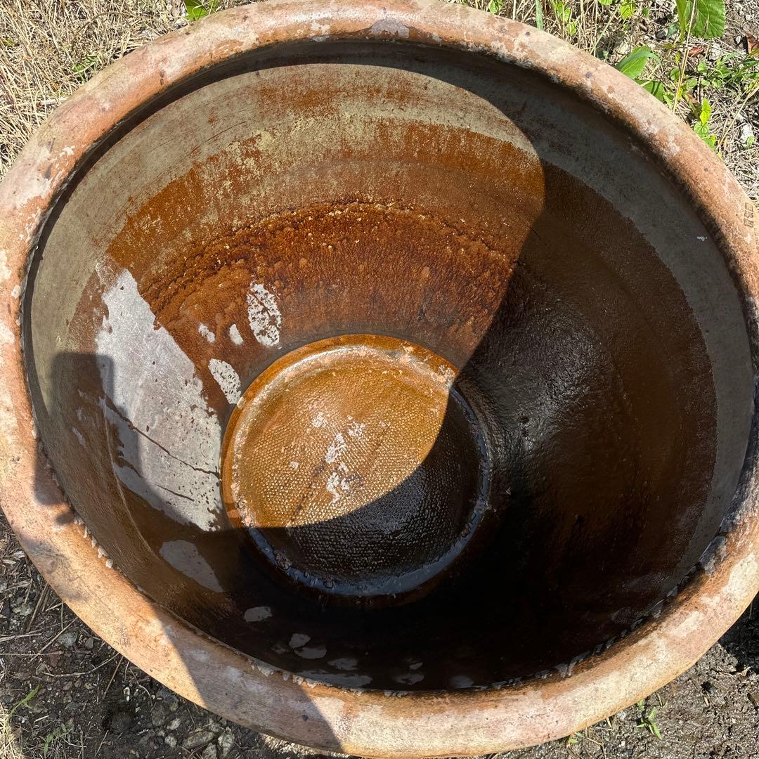 睡蓮鉢　96 特大　大型　メダカ　陶器　蓮　水鉢　甕　寺　庭園　古物　骨董　盆栽