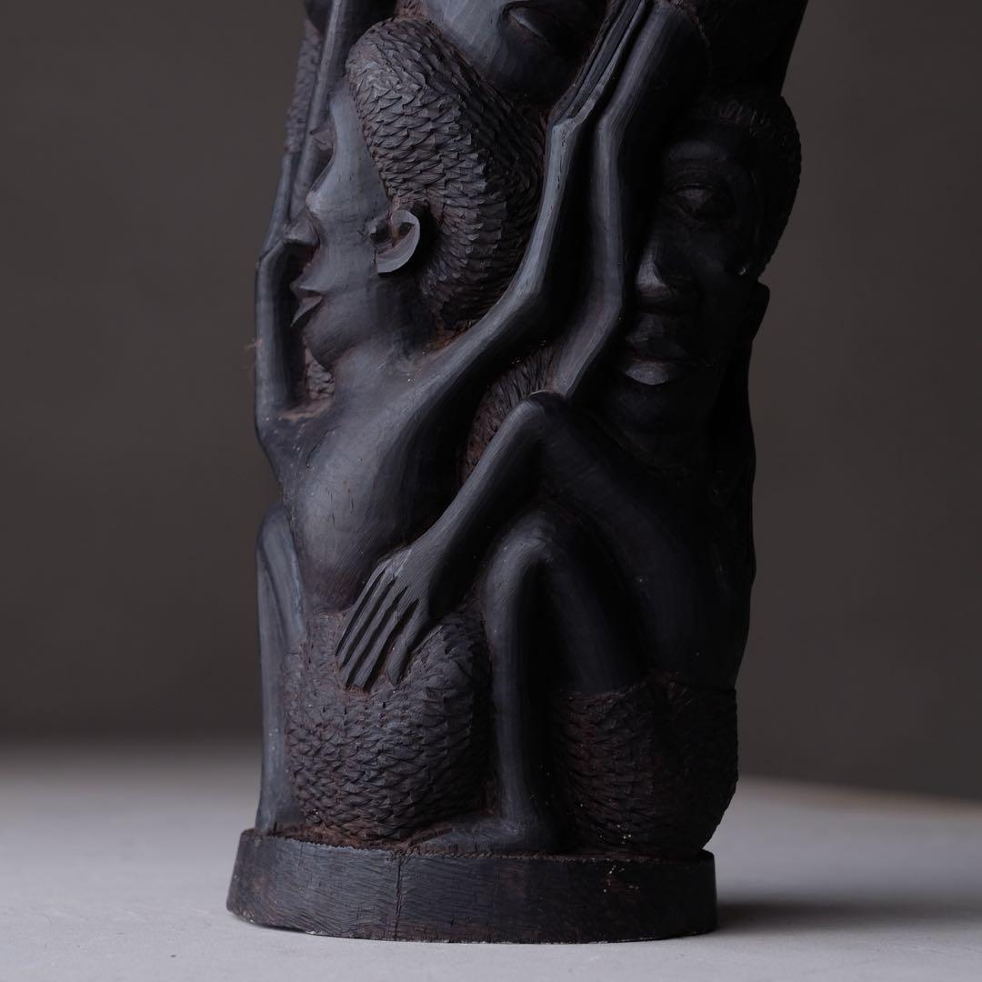 タンザニア マコンデ彫刻 ウジャマ 高さ34㎝ ブラックウッド　アート 芸術