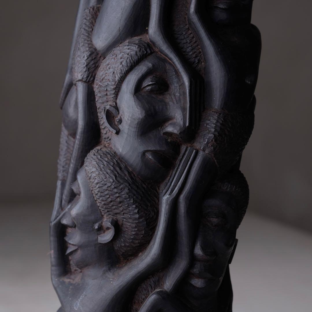 タンザニア マコンデ彫刻 ウジャマ 高さ34㎝ ブラックウッド　アート 芸術