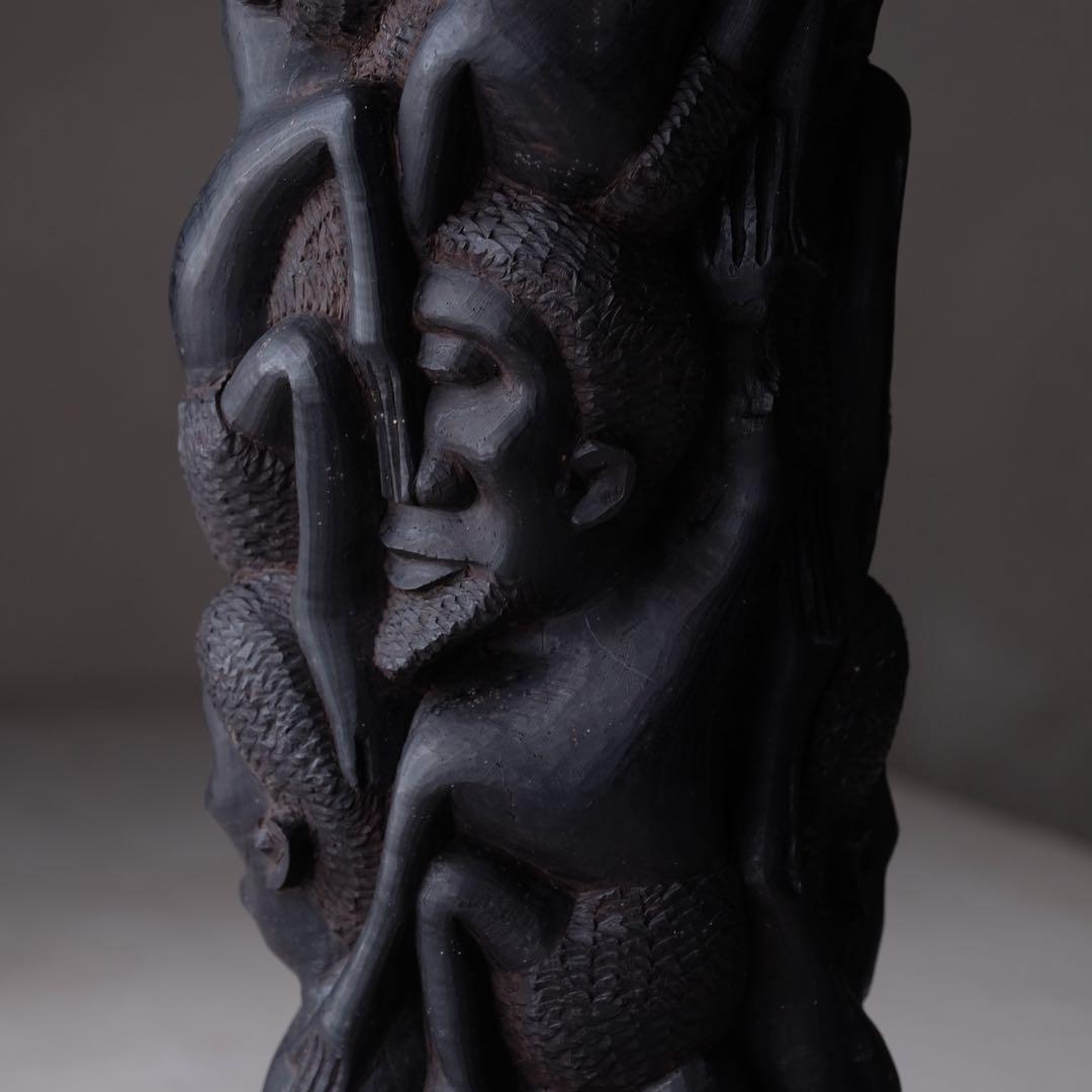 タンザニア マコンデ彫刻 ウジャマ 高さ34㎝ ブラックウッド　アート 芸術