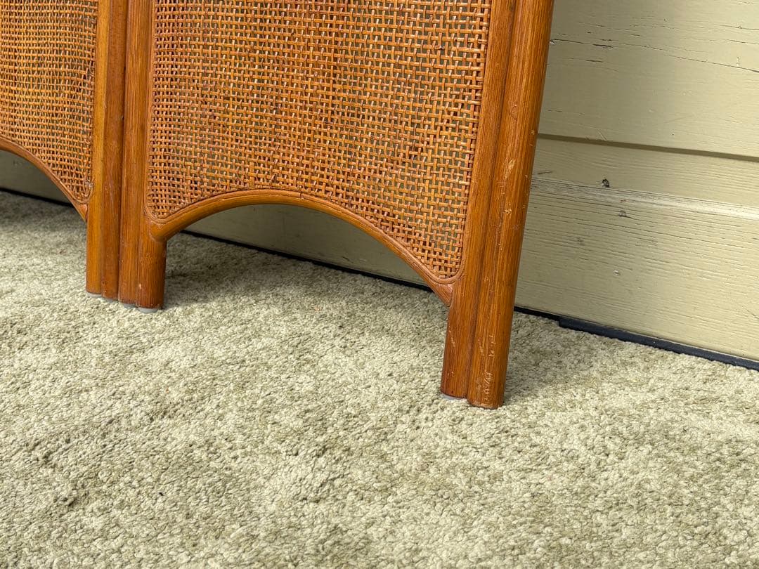 ラタン パーテーション 3連 籐 衝立 間仕切り アジアン レトロ インテリア