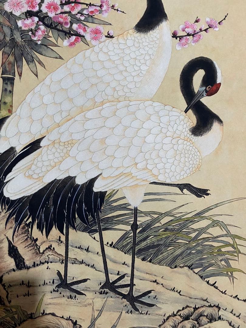 沈鍂 梅竹双鹤 中国画 掛け軸 水墨画 和室 玄関 茶室 壁掛け 美術品