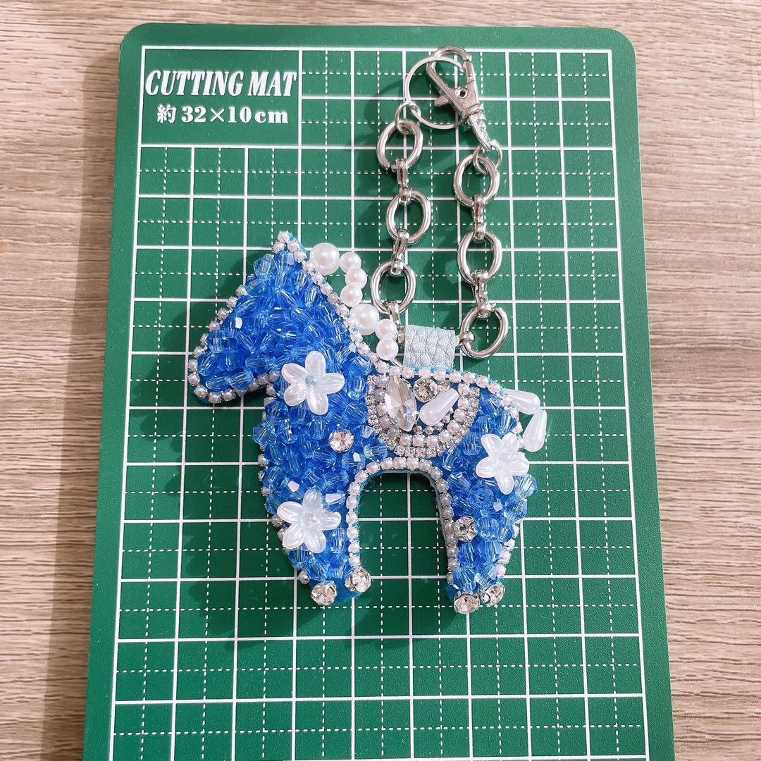 【パステルカラーシリーズ•ᴗ•✿BLUE】 お馬さん ハンドメイドバッグチャーム
