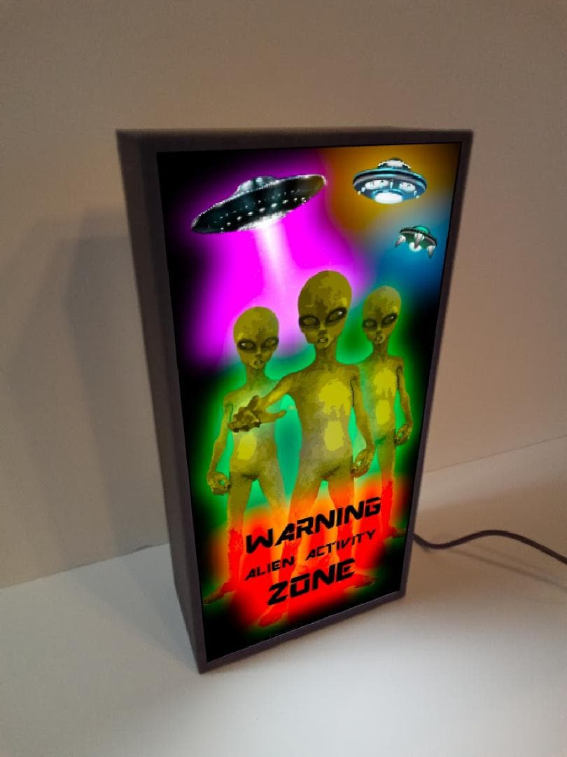 エイリアン UFO 宇宙人 ホラー エリア51 看板 置物 雑貨 ライトBOX
