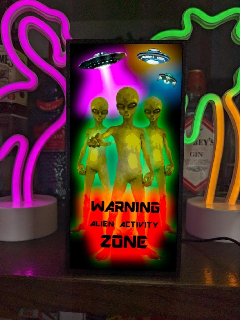 エイリアン UFO 宇宙人 ホラー エリア51 看板 置物 雑貨 ライトBOX