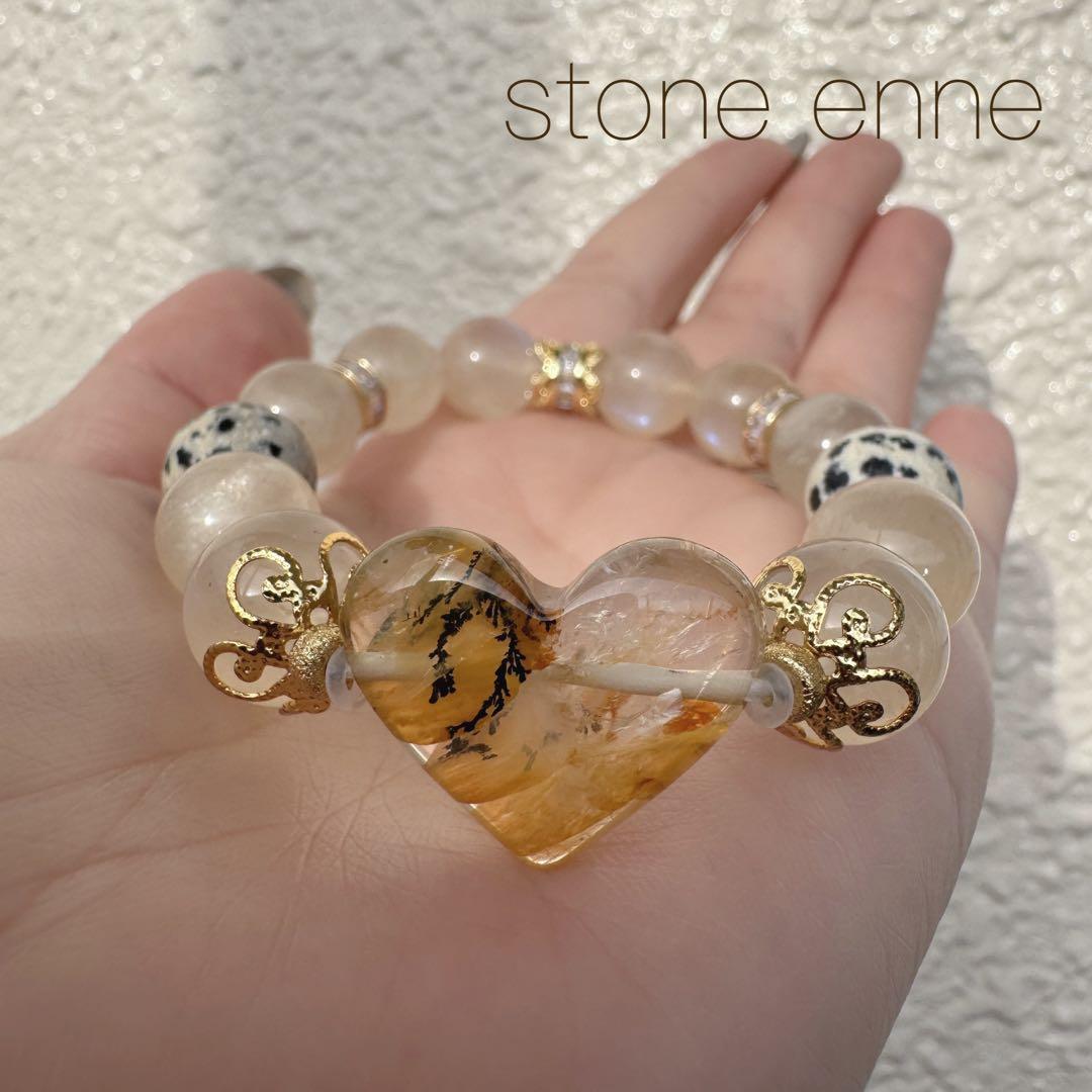 セール　天然石　ハンドメイドブレス　デンドリティック　デンドリ　クォーツ　ハート