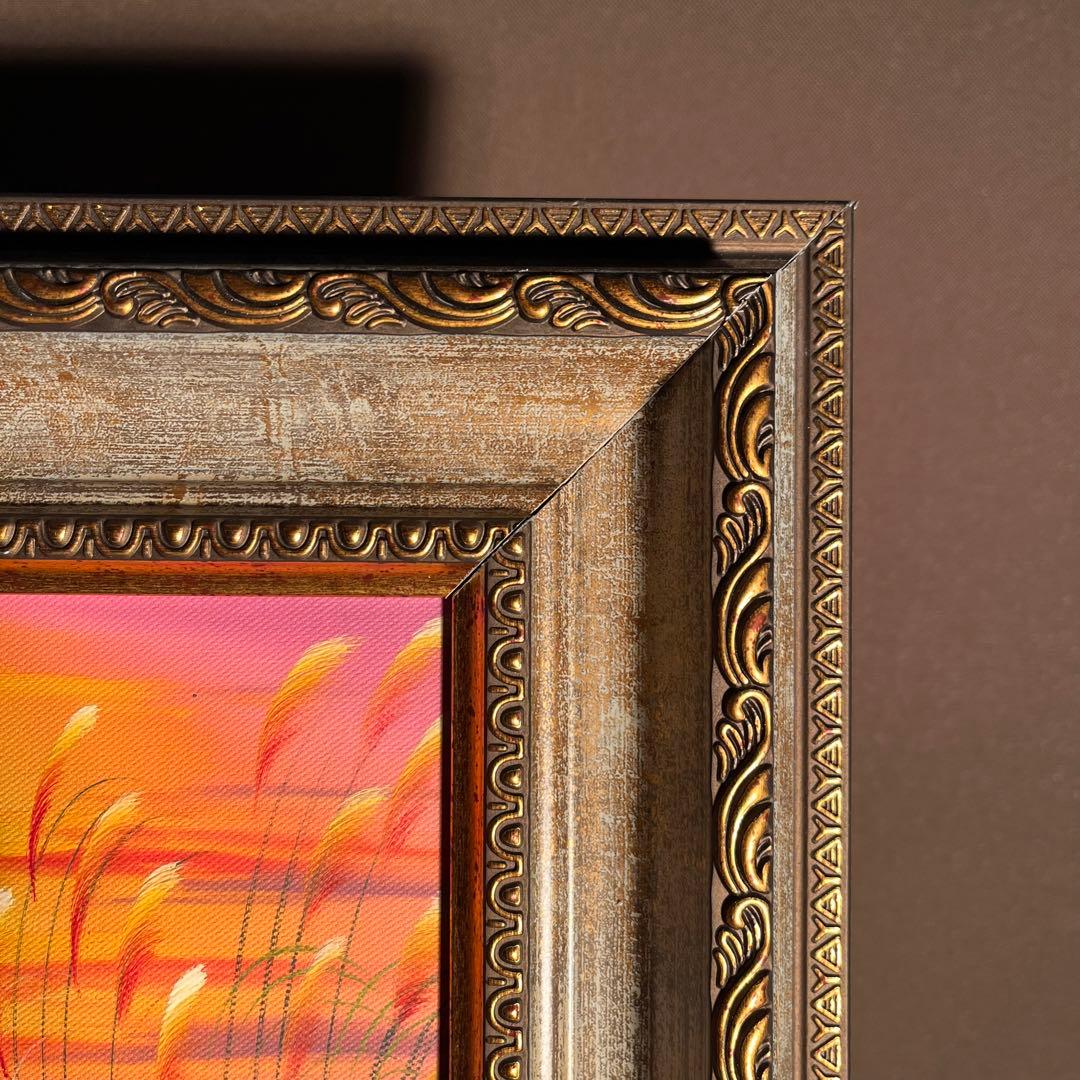 手書き油絵 海を眺める少女額付き インテリア 油彩画