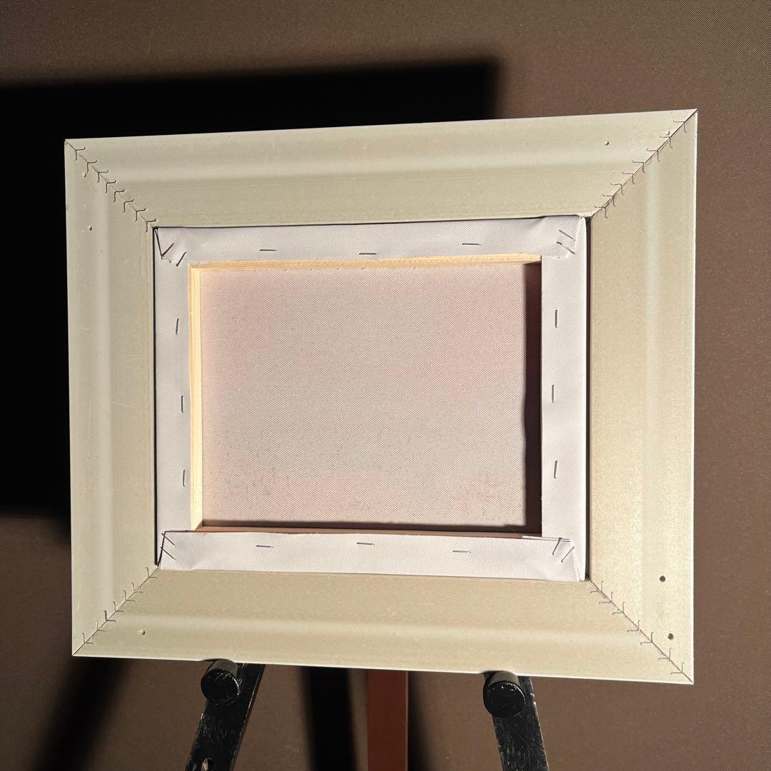 手書き油絵 海を眺める少女額付き インテリア 油彩画