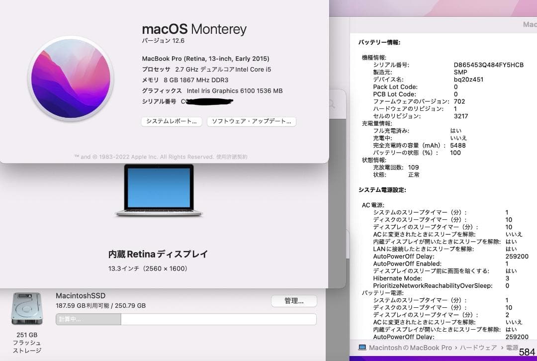 ［良品］Apple MacBook Pro 13inch 2015/584
