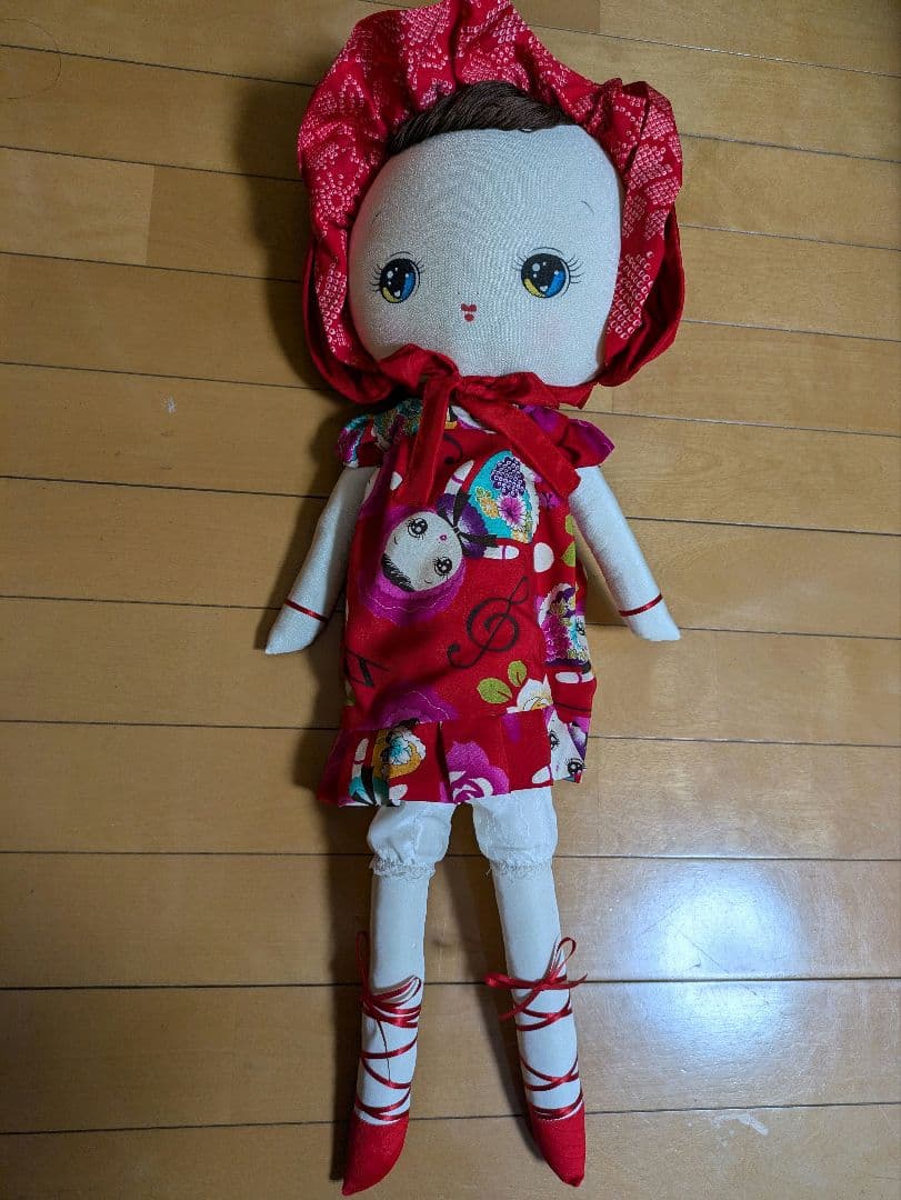 新品未使用　昭和レトロ　文化人形約60センチ　赤い帽子の可愛い人形