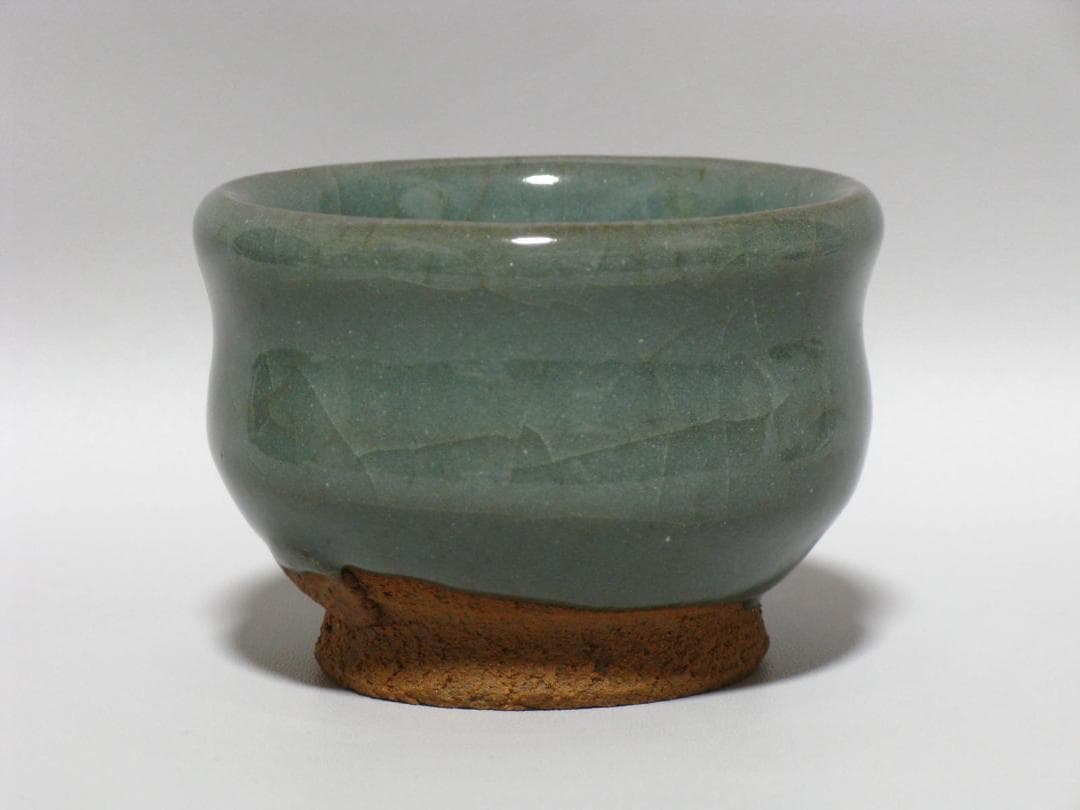 人間国宝 田村耕一 作『青磁 鷺絵 ぐい呑』共箱 ぐい呑み 徳利 盃 富本憲吉