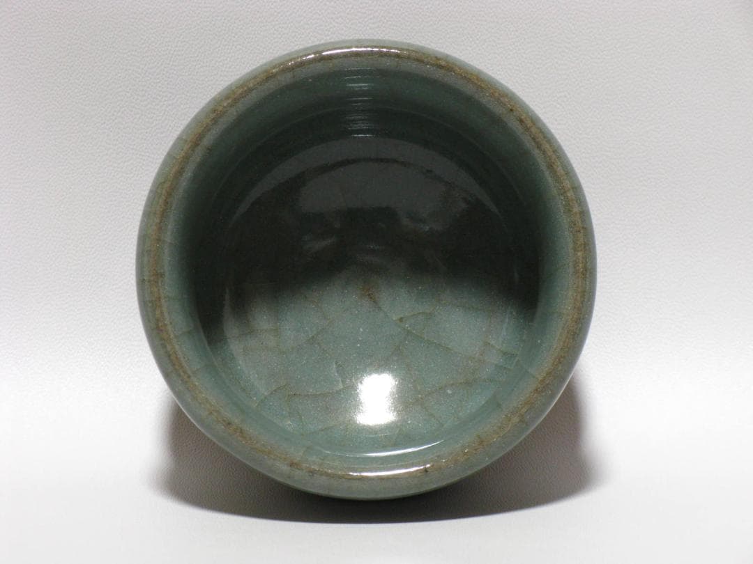 人間国宝 田村耕一 作『青磁 鷺絵 ぐい呑』共箱 ぐい呑み 徳利 盃 富本憲吉