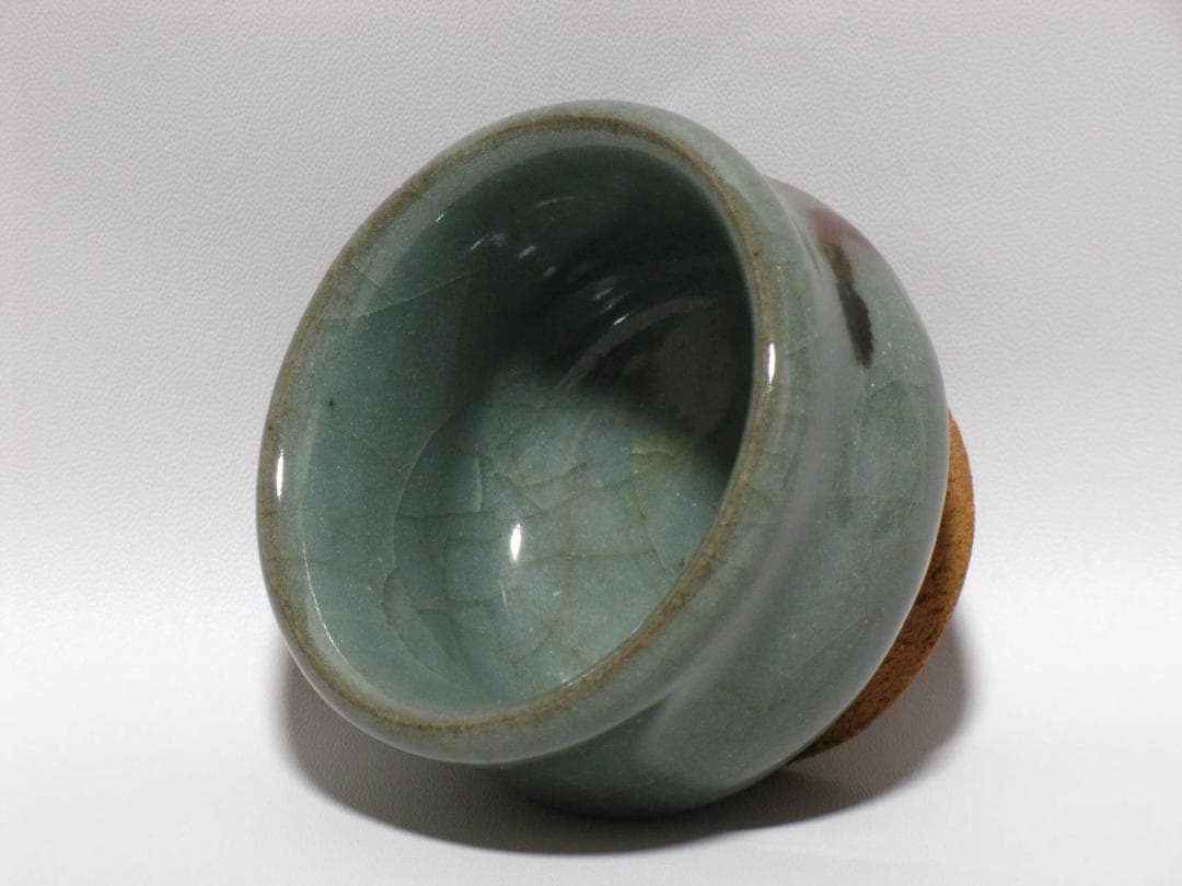 人間国宝 田村耕一 作『青磁 鷺絵 ぐい呑』共箱 ぐい呑み 徳利 盃 富本憲吉