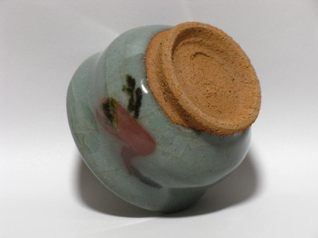 人間国宝 田村耕一 作『青磁 鷺絵 ぐい呑』共箱 ぐい呑み 徳利 盃 富本憲吉