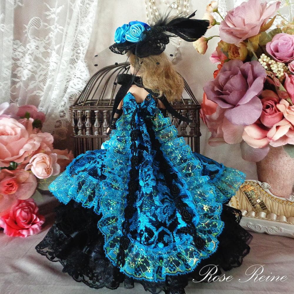 春祭セール！夜空に煌めくブラック＆ターコイズのクラシックマーメイドドレス