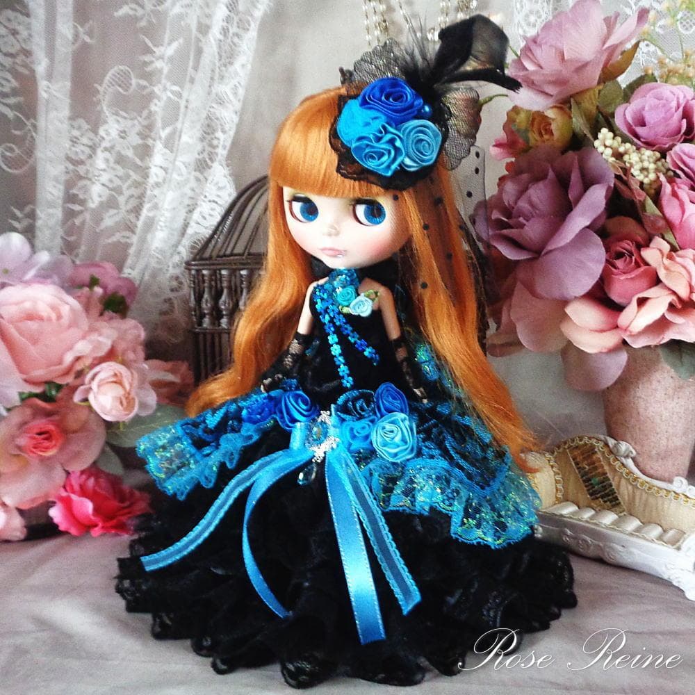 春祭セール！夜空に煌めくブラック＆ターコイズのクラシックマーメイドドレス